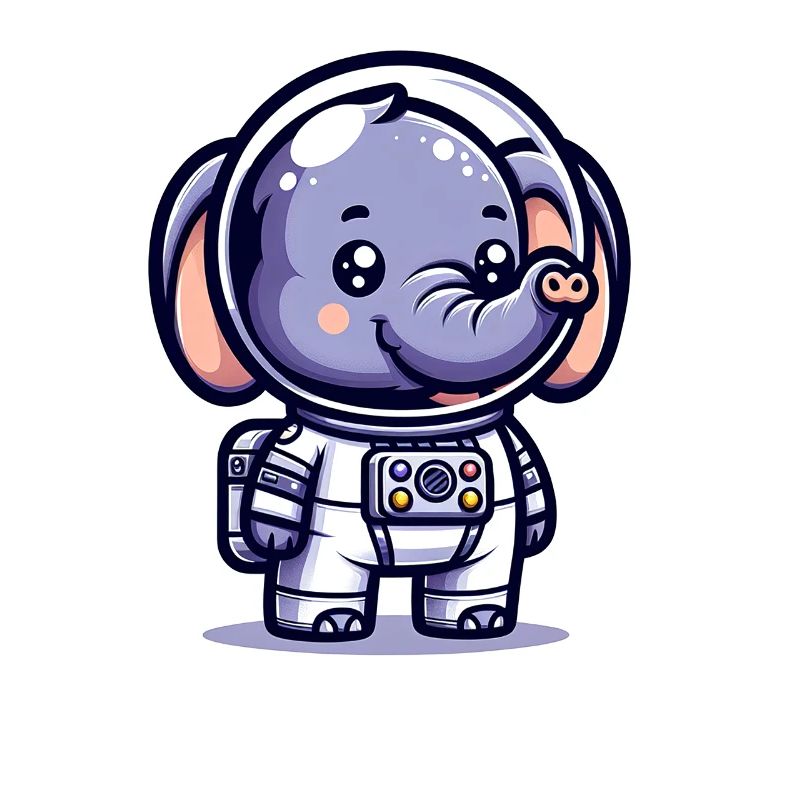 Éléphant mignon astronaute