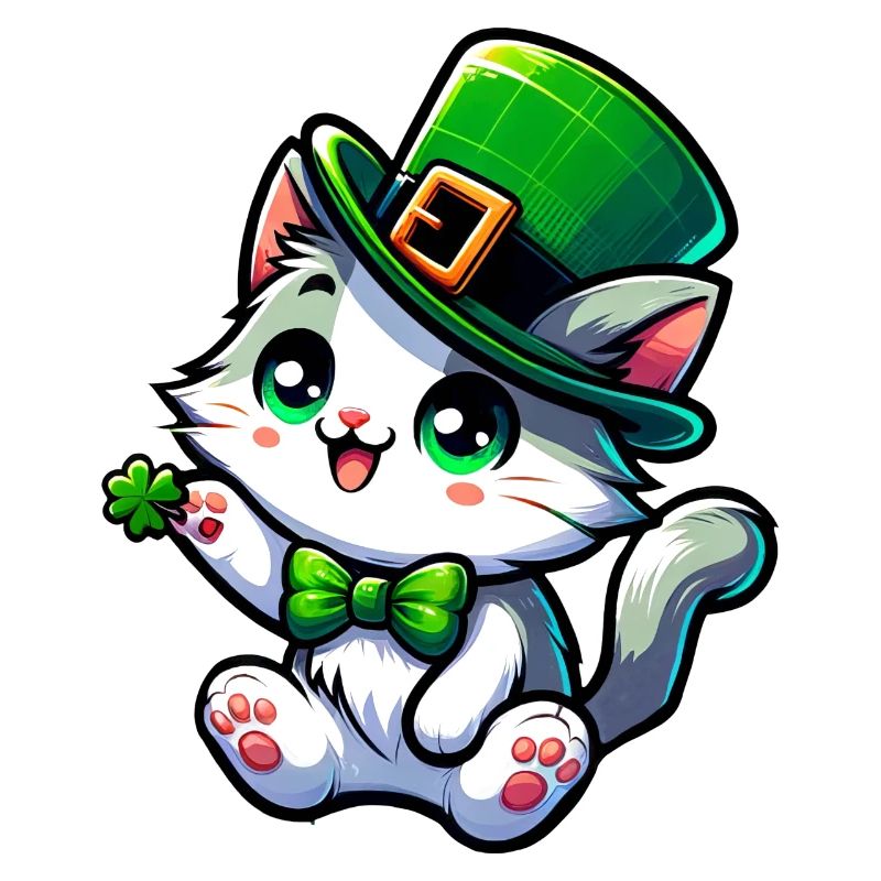 Dessin animé de chat de la Saint-Patrick