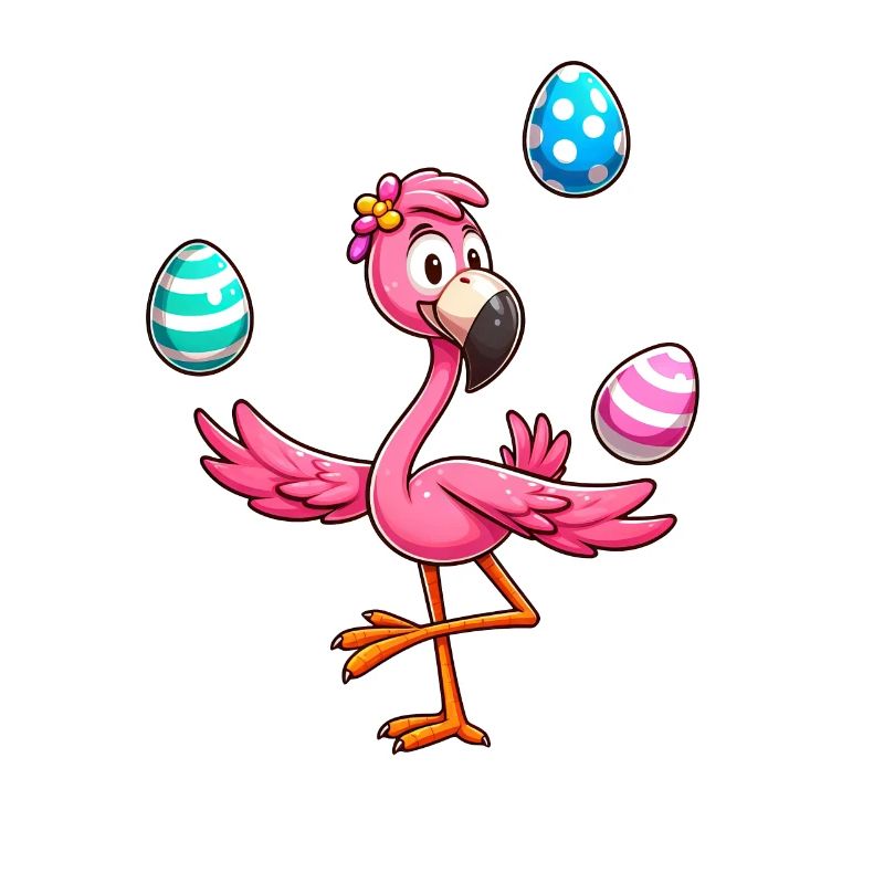 Flamingo Juggler with Easter Eggs Feast