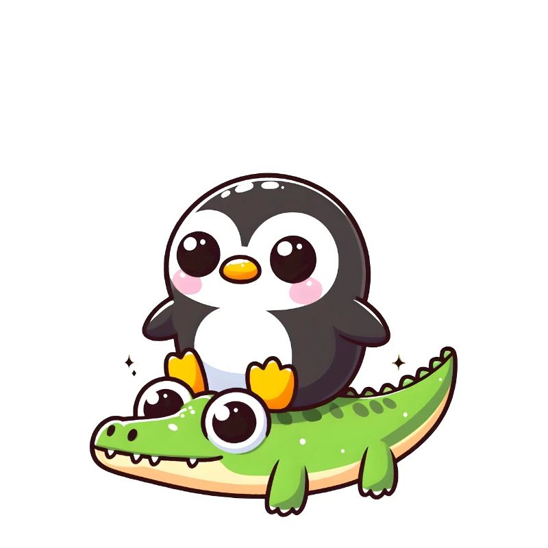 Penguin on crocodile