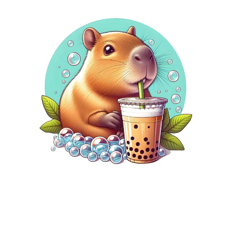 Capybara genießt Bubble Tea