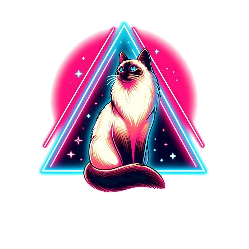Siamese cat in 80s style triangle
