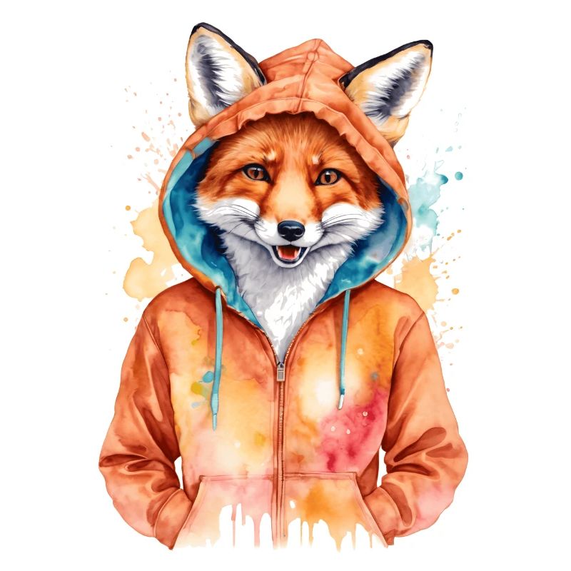 Sweat à capuche Fox Imprimé de conception d’animaux drôles colorés