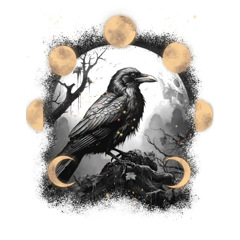 Halloween Ravens Crows Moon Phases Raven Crow