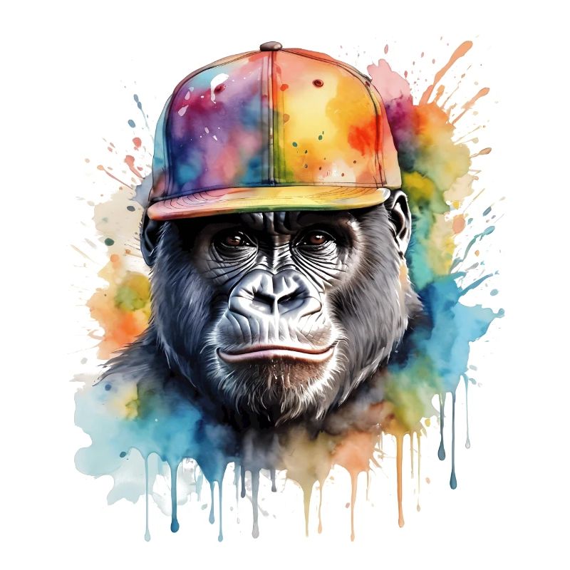 Gorilla Snapback Cap Monkey Cool Animal Design Print