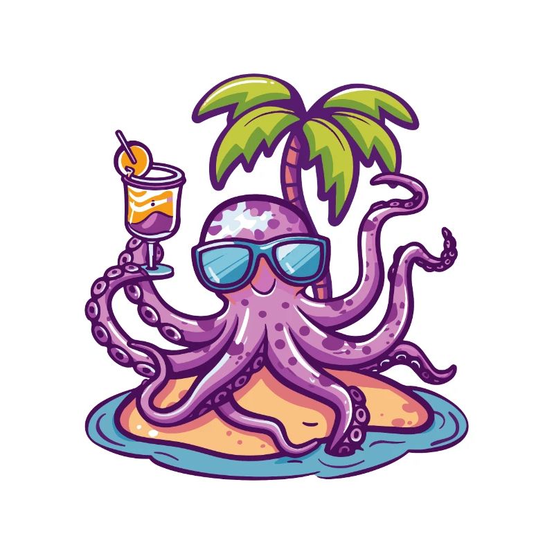 Octopus Summer Beach Comic