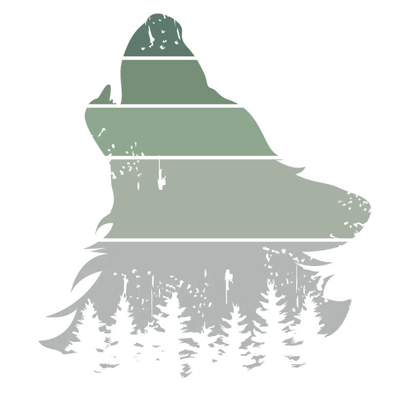 Wolf forest retro tree vintage howling dog icon