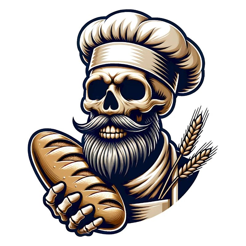 Skull with baker's hat and bread