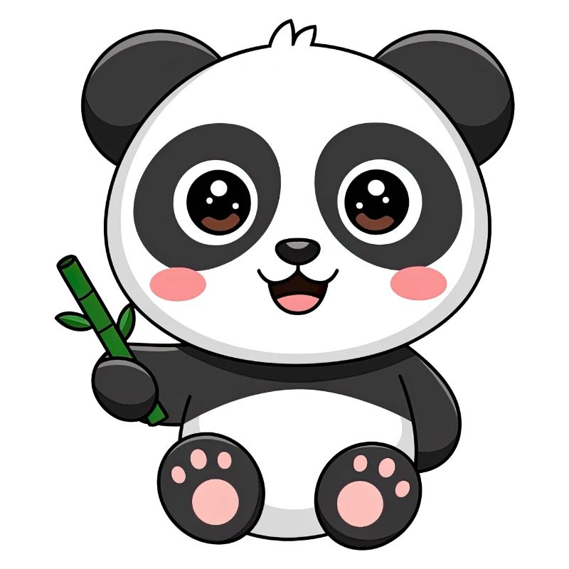Mignon bébé panda avec bambou