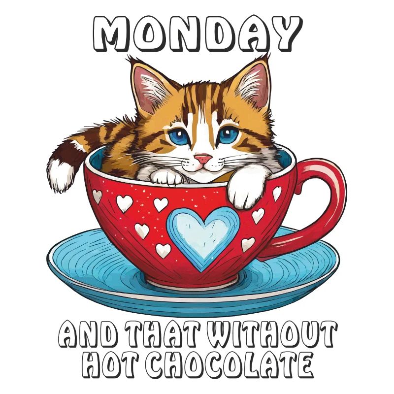 MUG CHAT LUNDI ET CELA SANS CHOCOLAT CHAUD