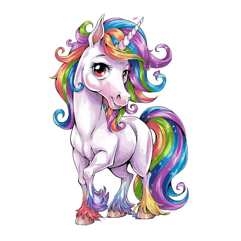 Magic unicorn with rainbow mane for