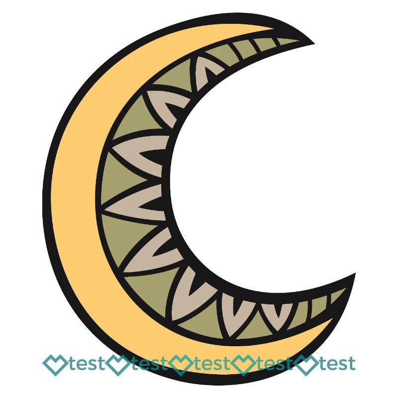 Moon pattern with geometric leaf décor motif