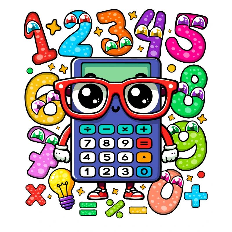 Number Whimsical Math Robot with Numbered Digits