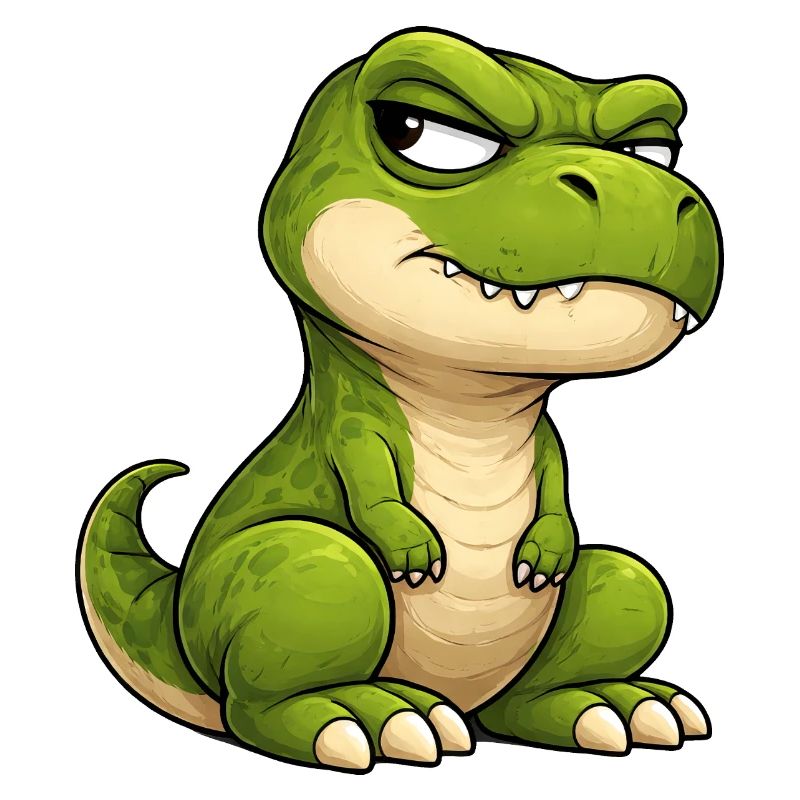 Grumpy T-Rex Cartoon Skeptical Look