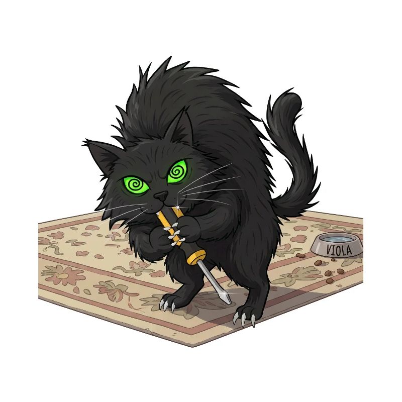 Aggro Katze auf Perser-Teppich