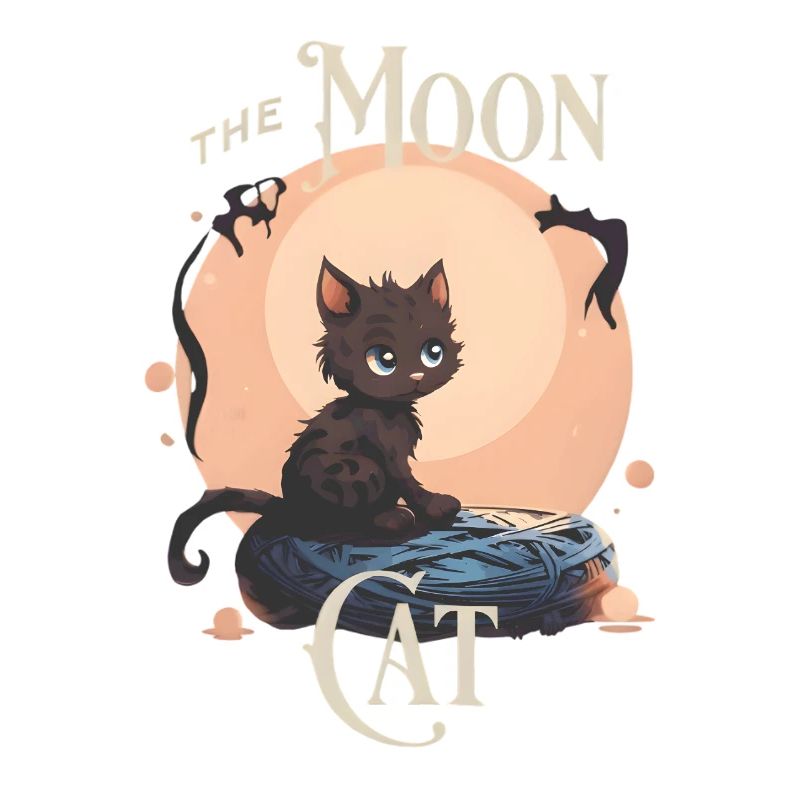 Chat mignon sur la lune – Design de chat mystique
