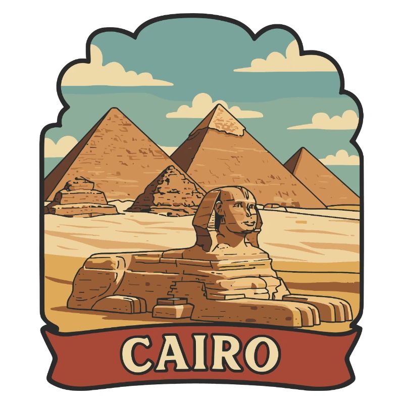 Cairo Egypt Pyramids Sphinx Retro Sticker