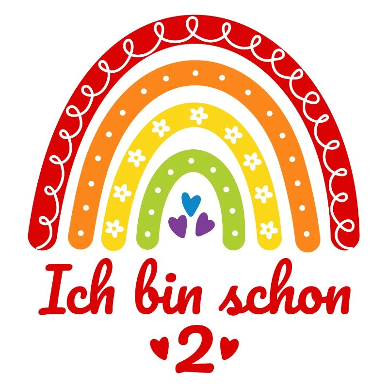 2. Geburtstag Mädchen Regenbogen Ich bin schon 2
