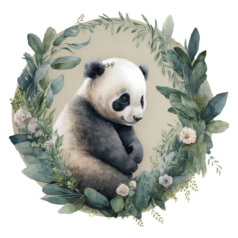 Panda mit Eukalyptus