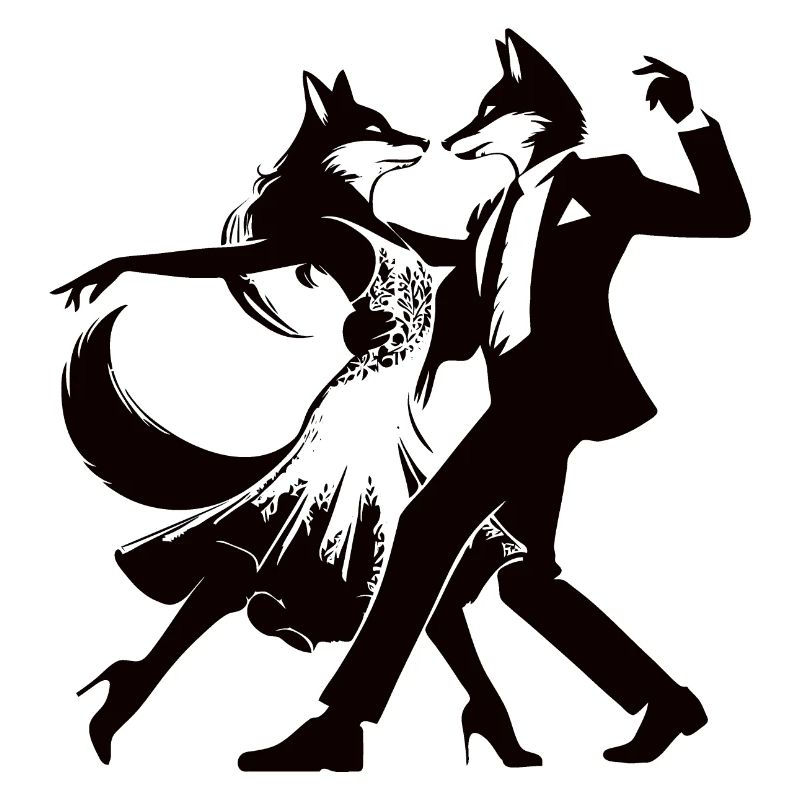 Elegant Foxtrot Dance Design with Dancing Foxes