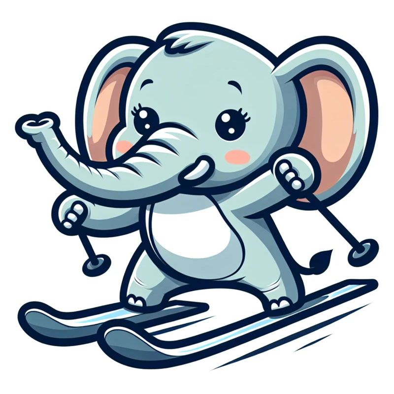 Cute Skier Elephant