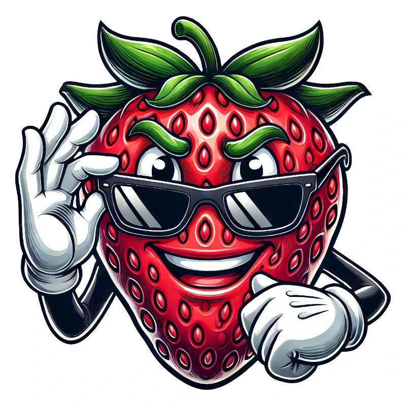 Cool fraise fruit bande dessinée avec lunettes de soleil