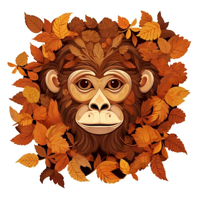 Herbstlicher Affe oder Schimpanse aus Blättern