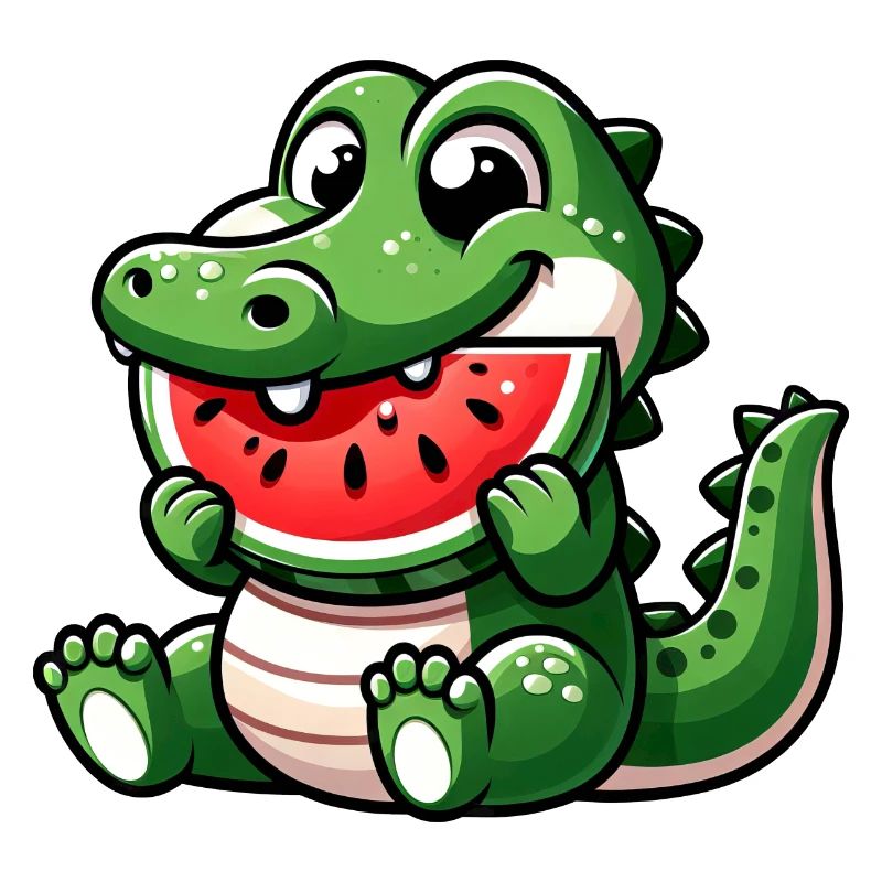 Crocodile avec pastèque fruité mignon