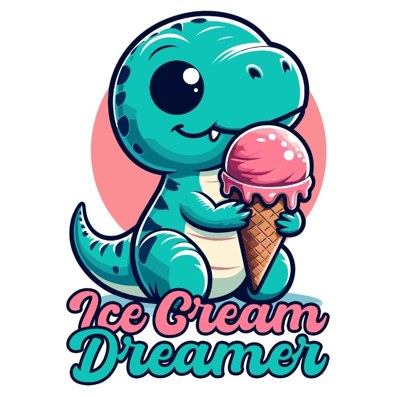 Rêve de crème glacée T-Rex mignon avec cadeau de crème glacée