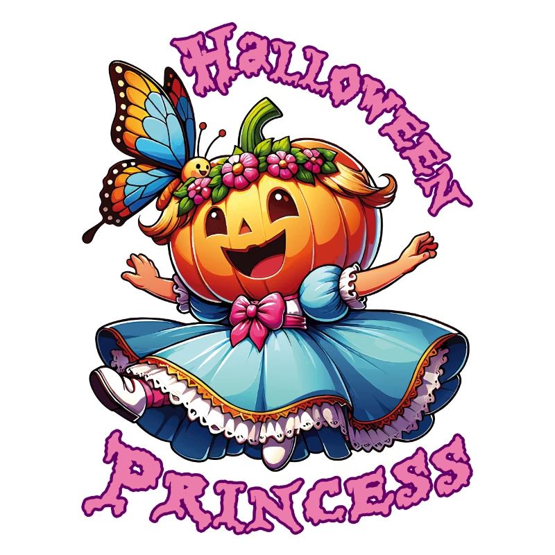 Mignonne princesse d’Halloween avec papillon