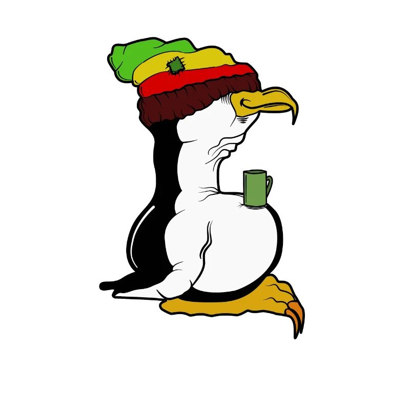 Tux Linux Pinguin Kaffeepause Computerfreak Rasta