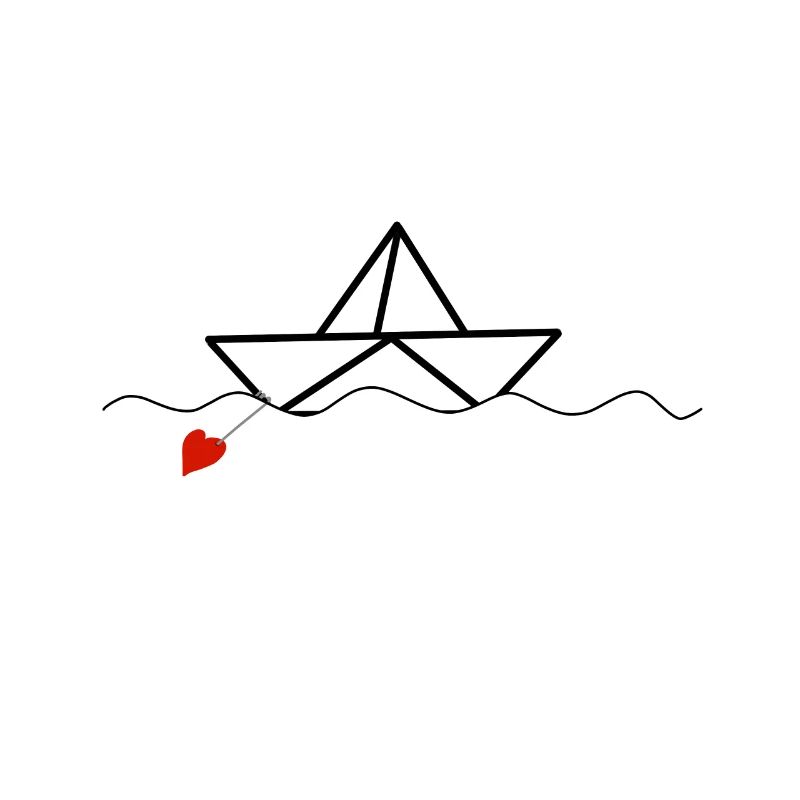 Papierschiffchen mit Herz Papierboot Boot Maritim