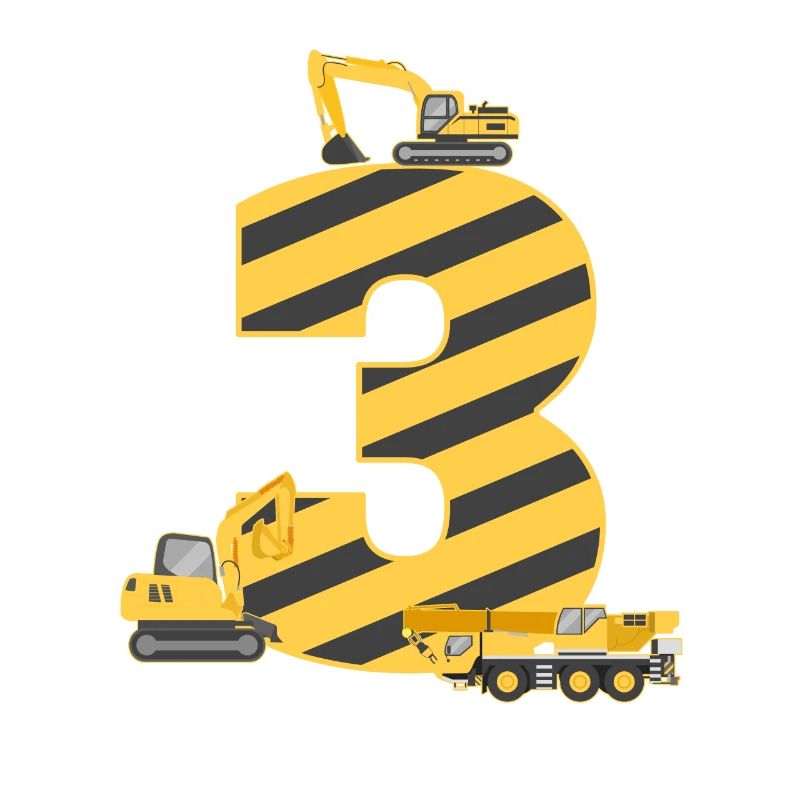 3rd birthday excavator construction site yellow gift