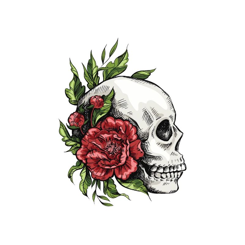 Schädel mit Blumen Bestes Geschenk