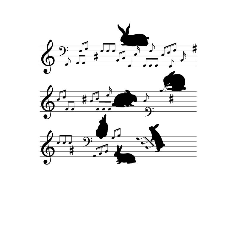 Musicien de notes de musique mignon lapin lapin