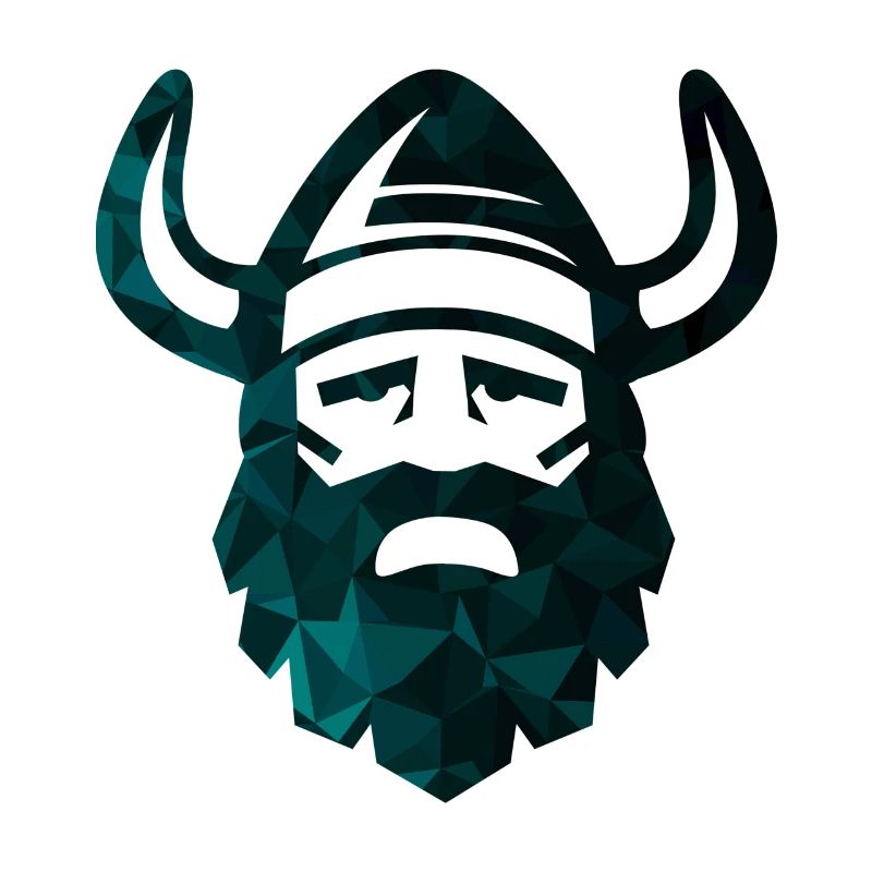 Wikinger Kopf im Polygon-Stil mit Helm mit Hörnern