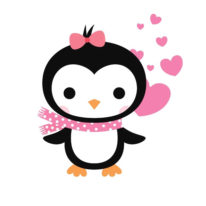 Süsser Pinguin mit Herzen feiert die Liebe
