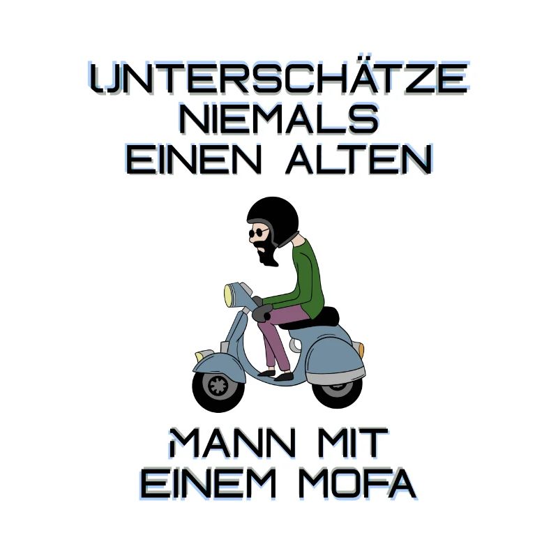 alter mann mit mofa Motorroller
