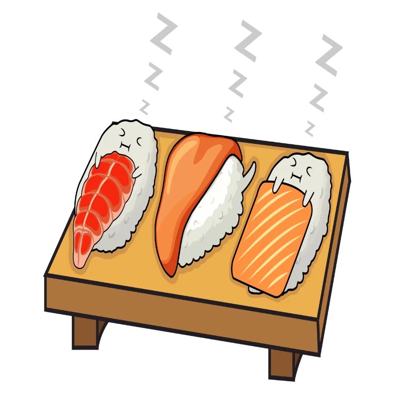 Les sushis dorment sur la table Kawaii Doux