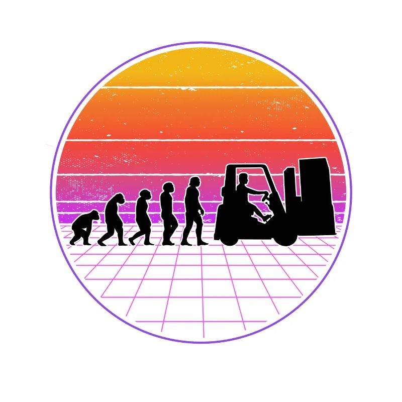 Forklift Driver Evolution Vaporwave Forklift
