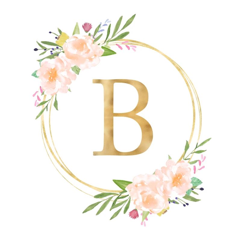Customizable Monogram B Flowers Circle Pastel