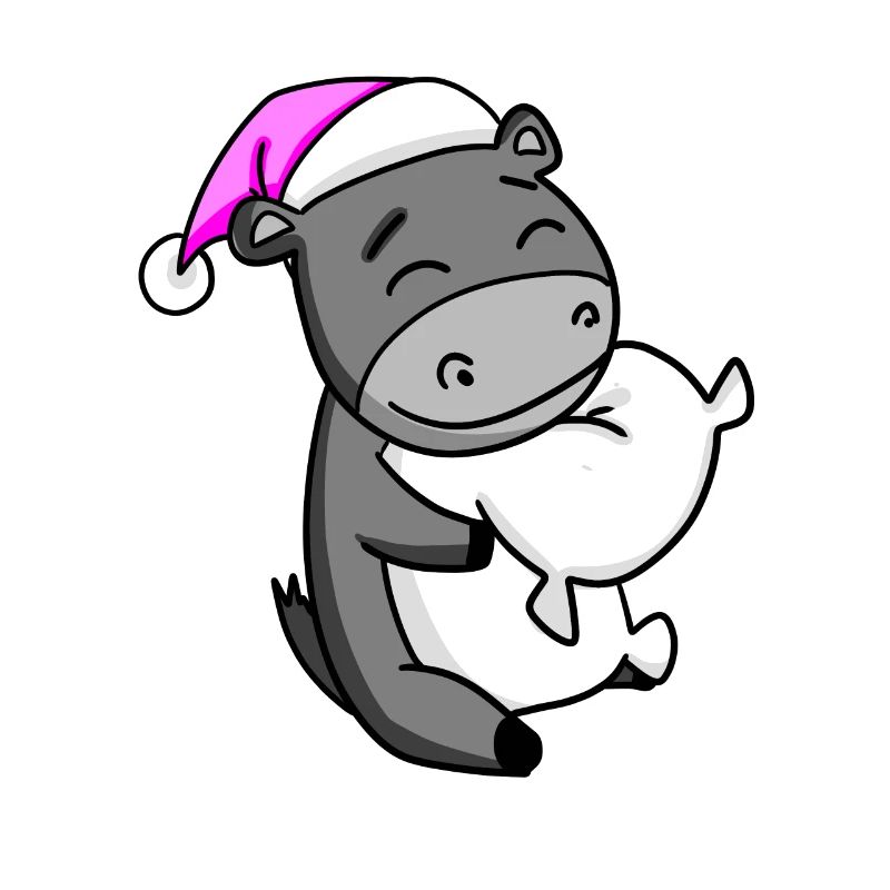 Donkey with pillow and sleeping cap