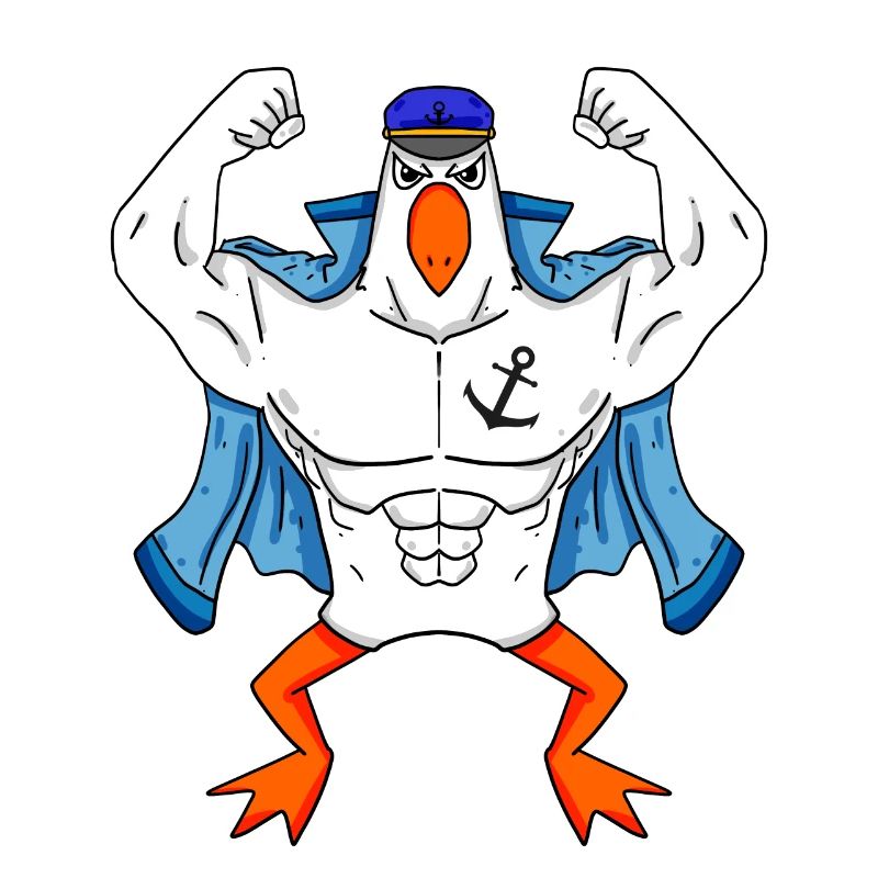 Muskelöse Seemöwe mit Anker Tattoo Möwe Geschenk