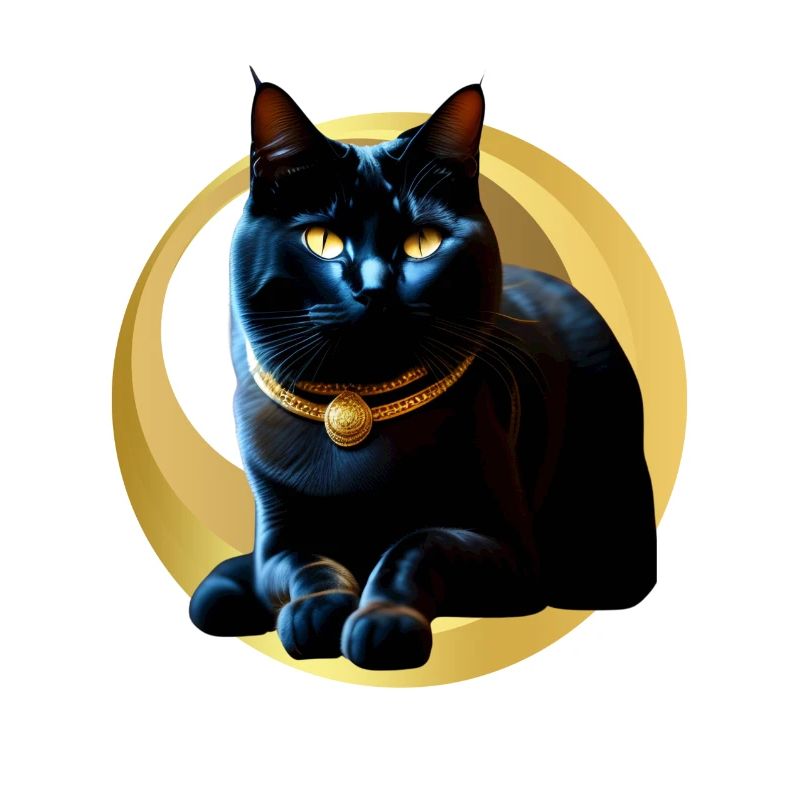 Chat noir collier doré