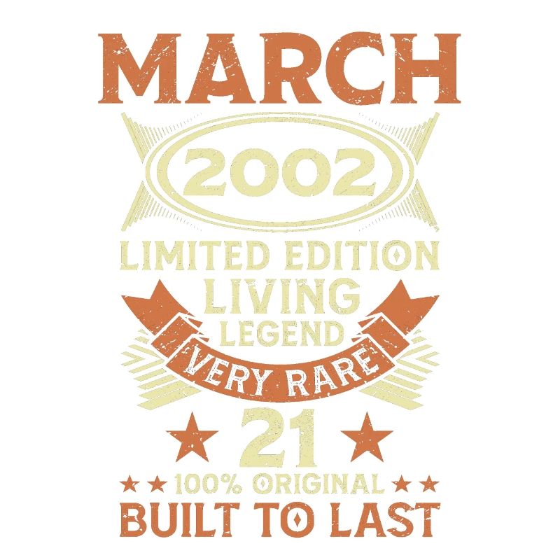 21e anniversaire Mars Né 2002 Idée cadeau