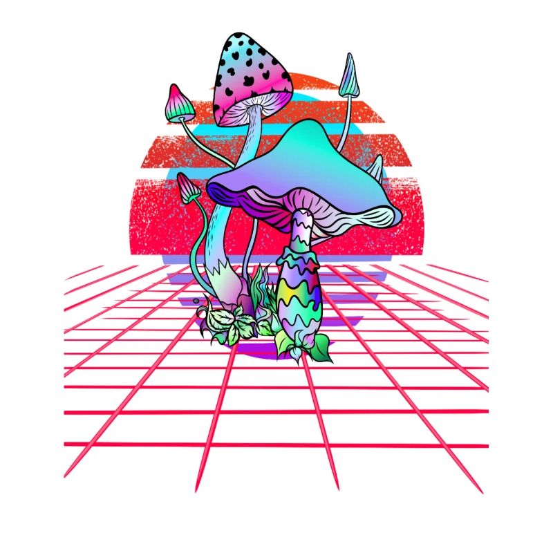 Champignons Psychédéliques - Retro Wave Sunset