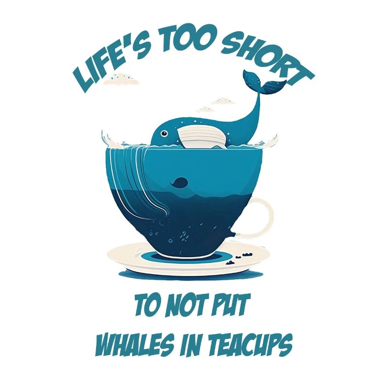 Baleine dans une tasse de thé avec lettrage