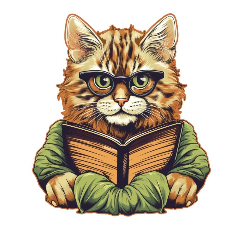 Cat with book
