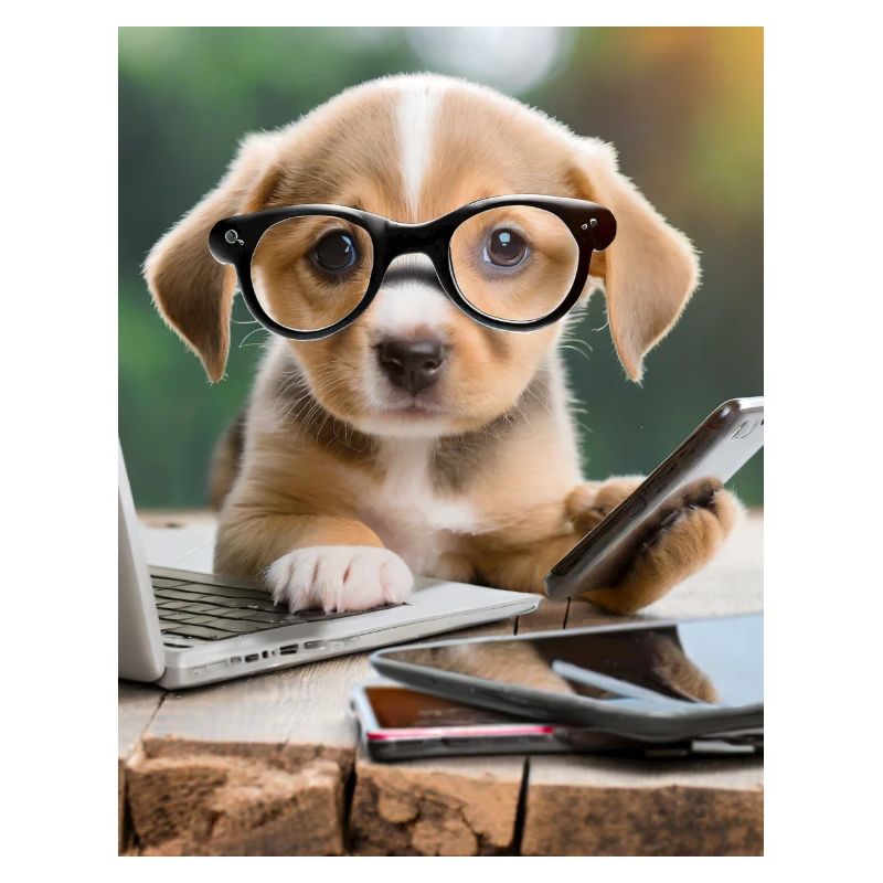 chien à lunettes