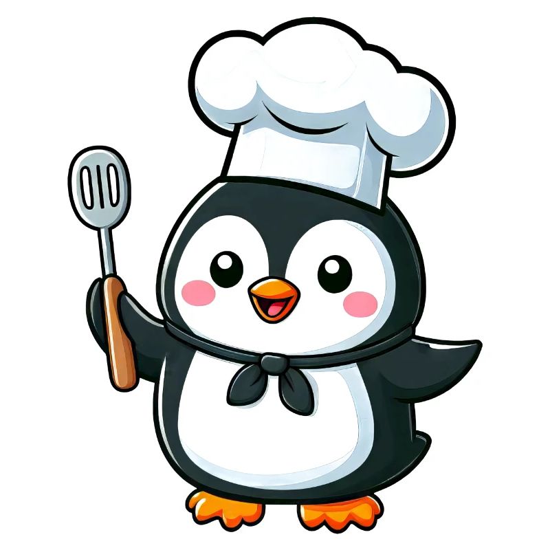 Cute Penguin Chef Cartoon Comic Design